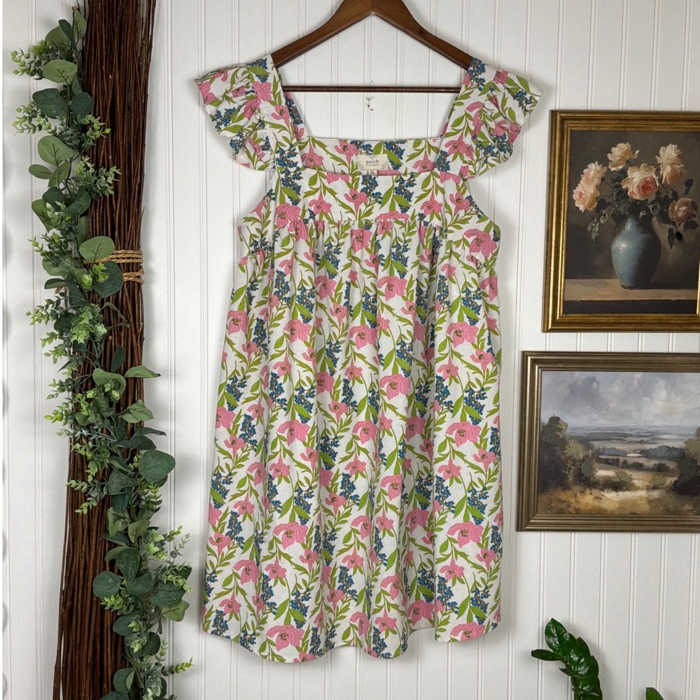 Perch by Blu Pepper Floral Mini Dress 1XL Multicolor‎ Excellent Flutter Babydoll